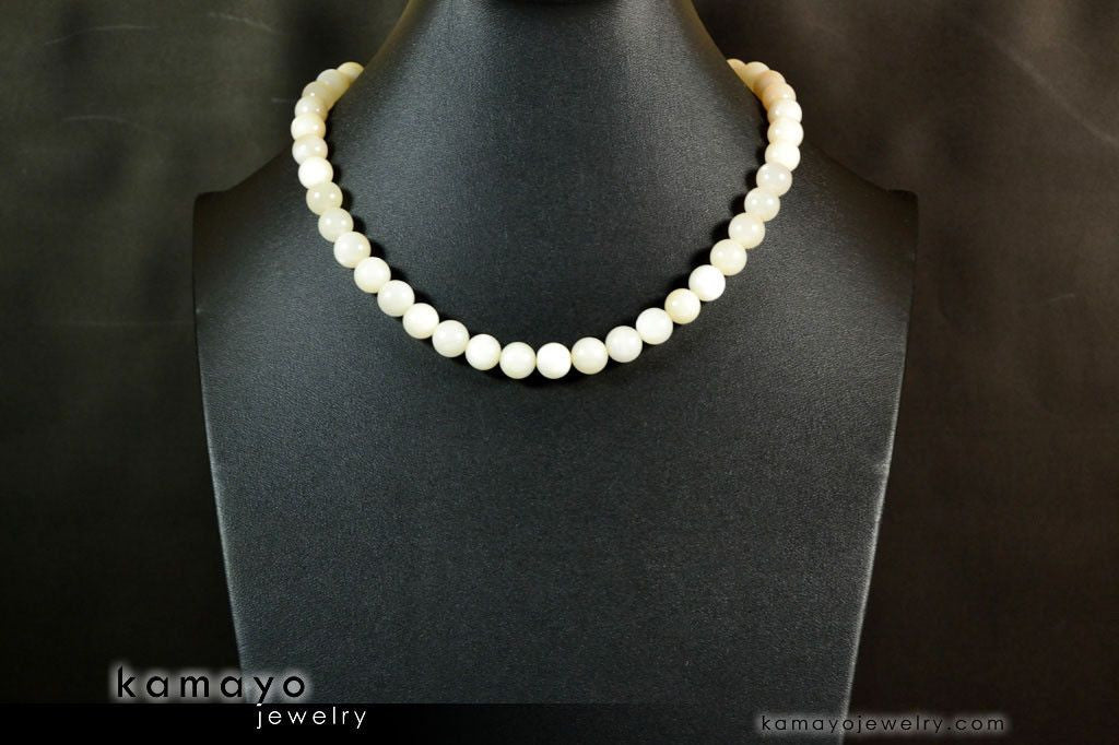 WHITE MOONSTONE NECKLACE - Round Real Moonstone Beads