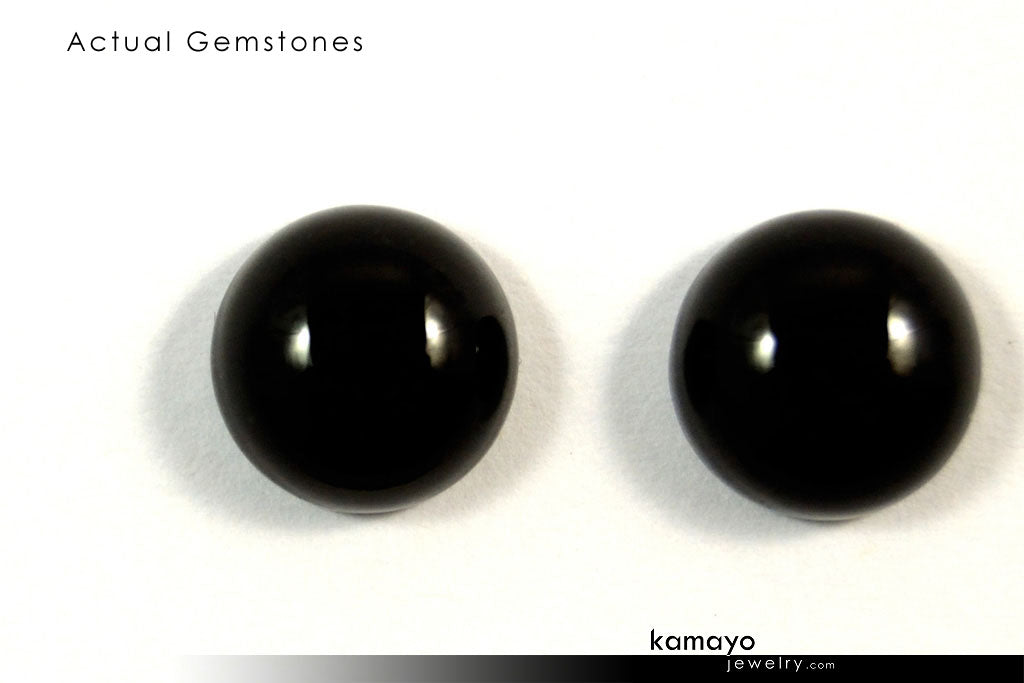 BLACK ONYX GEMSTONES - Pair of 10mm Round Loose Stones for Earrings