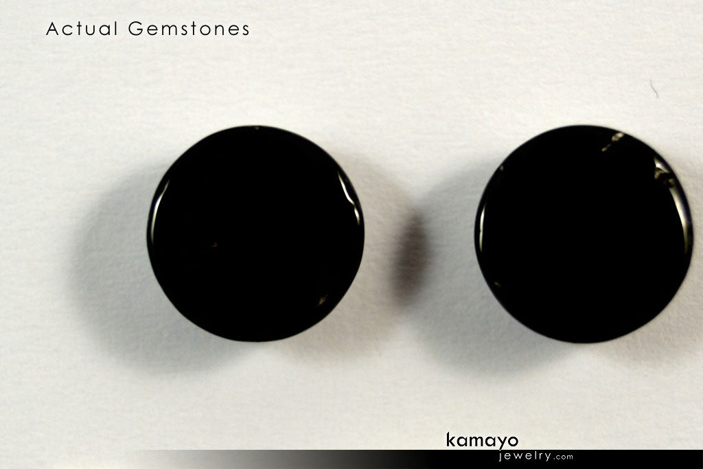 BLACK ONYX GEMSTONES - Pair of 10mm Round Loose Stones for Earrings