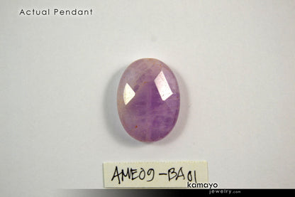 LAVENDER AMETHYST BRACELET - Oval Lavender Amethyst Pendant and Chevron Amethyst Beads