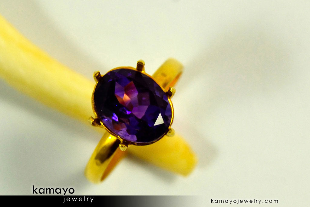 AMETHYST RING - 10x8mm-large Purple Amethyst Ring for Women
