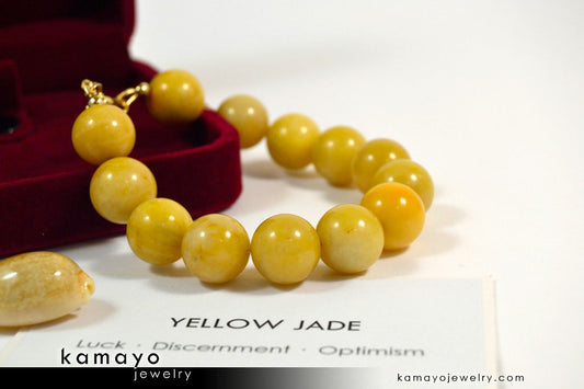 YELLOW JADE BRACELET - Big Round Beads