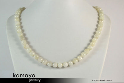 WHITE MOONSTONE CHOKER - Round Real Moonstone Beads