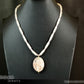 ROSE QUARTZ NECKLACE - Large Oval Pendant and Natural Beads