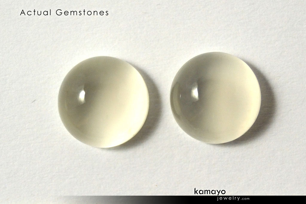 WHITE MOONSTONE GEMSTONES - Pair of 10mm Round Loose Stones for Earrings