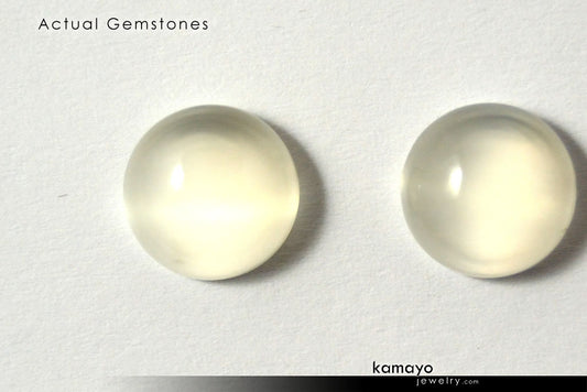 WHITE MOONSTONE GEMSTONES - Pair of 10mm Round Loose Stones for Earrings