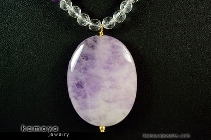 PISCES NECKLACE - Large Lavender Amethyst Pendant and Clear Quartz Beads