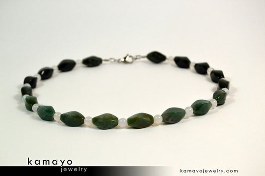 MOSS AGATE NECKLACE - Green Choker for Men or Women's Princess Necklace