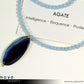 BLUE AGATE NECKLACE - Long Oval Blue Agate Pendant