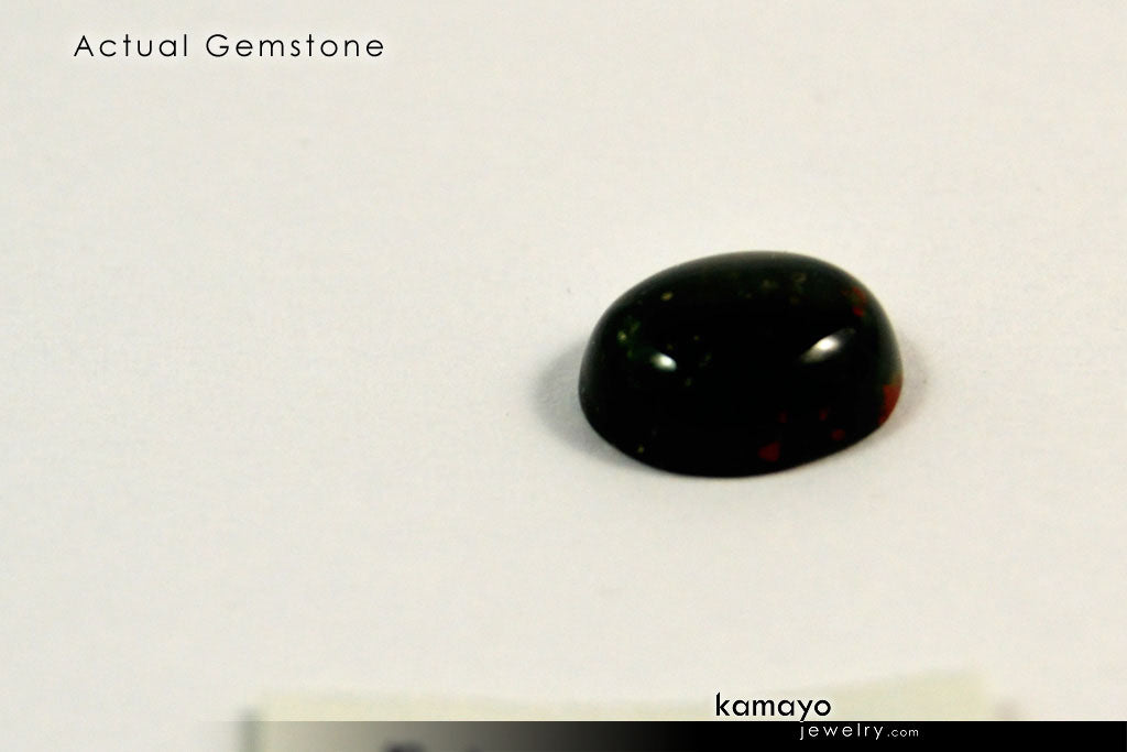 BLOODSTONE GEMSTONE - 10x8mm Oval Green Loose Stone
