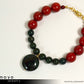 ARIES BRACELET - Coin Green Jasper Pendant and Red Jasper Beads