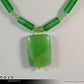 GREEN AVENTURINE NECKLACE - Rectangle Aventurine Pendant and Round Beads