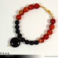 LEO BRACELET - Black Onyx Pendant and Sardonyx Beads