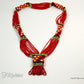 Tribal Statement Necklace - Red Ethnic Mandaya Beaded Jewelry