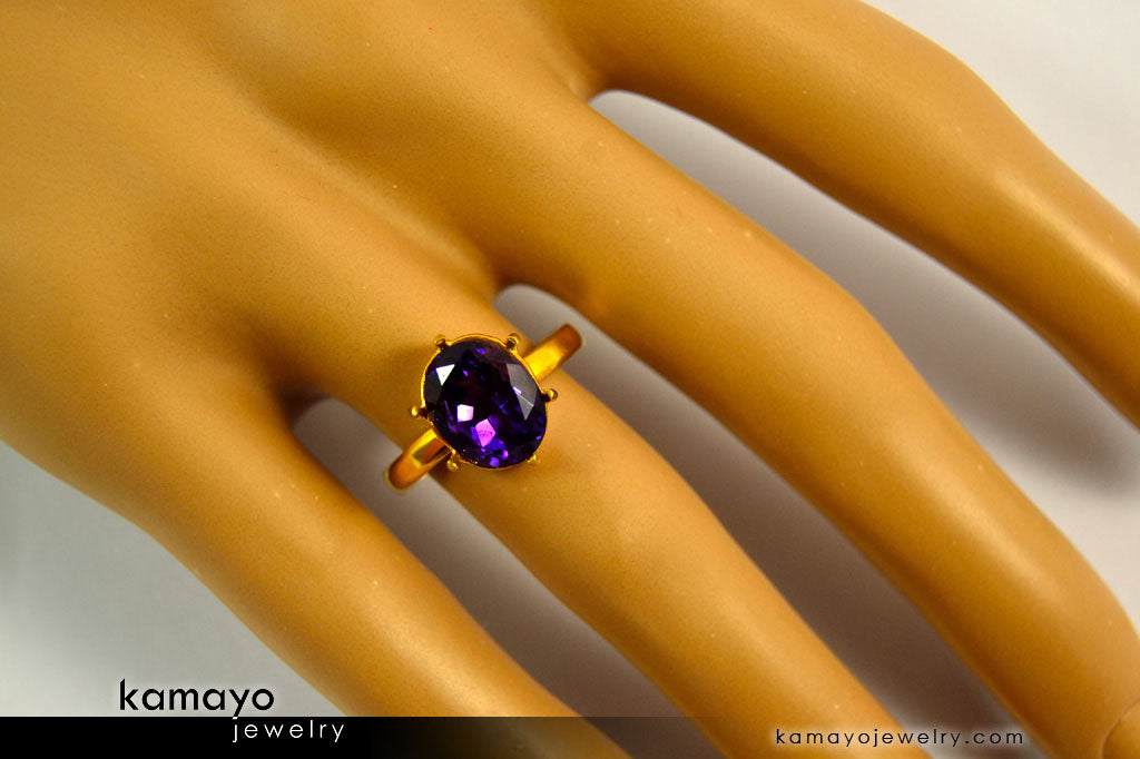 AMETHYST RING - 10x8mm-large Purple Amethyst Ring for Women
