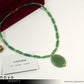 GREEN AVENTURINE NECKLACE - Large Oval Aventurine Pendant and Round Beads