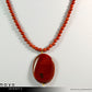 RED JASPER NECKLACE - Large Oval Red Jasper Pendant and Round Beads