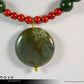 ARIES NECKLACE - Coin Green Jasper Pendant and Red Jasper Beads