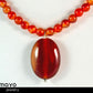 RED AGATE NECKLACE - Natural Oval Pendant and Round Beads