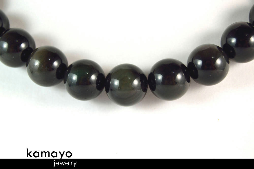 BLACK OBSIDIAN NECKLACE - Big Round Beads
