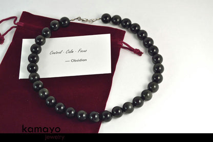 BLACK OBSIDIAN NECKLACE - Big Round Beads