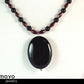 CAPRICORN NECKLACE - Black Onyx Pendant and Red Garnet Beads