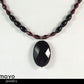 CAPRICORN CHARM NECKLACE - Faceted Black Onyx Pendant and Red Garnet Beads