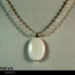 WHITE CHALCEDONY NECKLACE - Large Oval Pendant and Translucent Round Beads