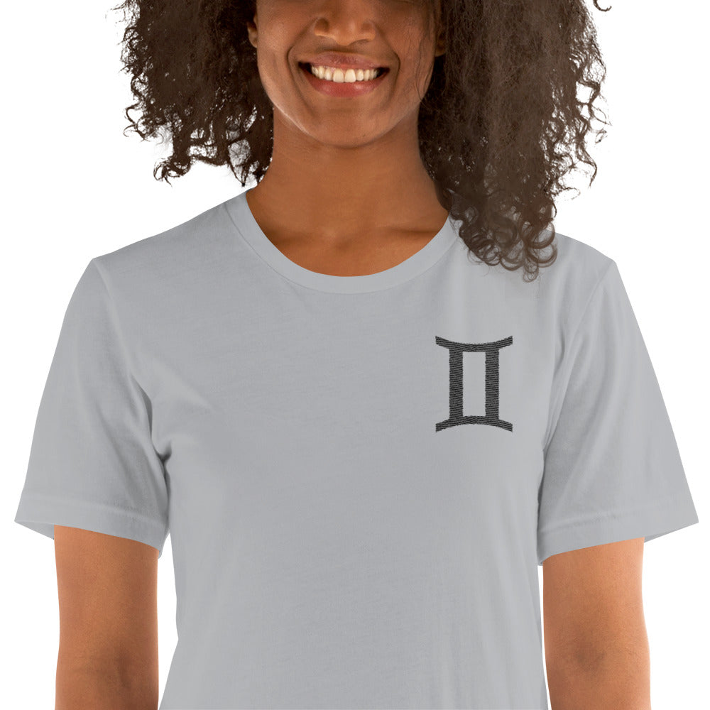 GEMINI T SHIRT - Sign Symbol Text Embroidery - Zodiac Shirt for Women