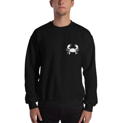 Cancer Sweatshirt For Men - Zodiac Symbol Print On Front And White Crab On Back
