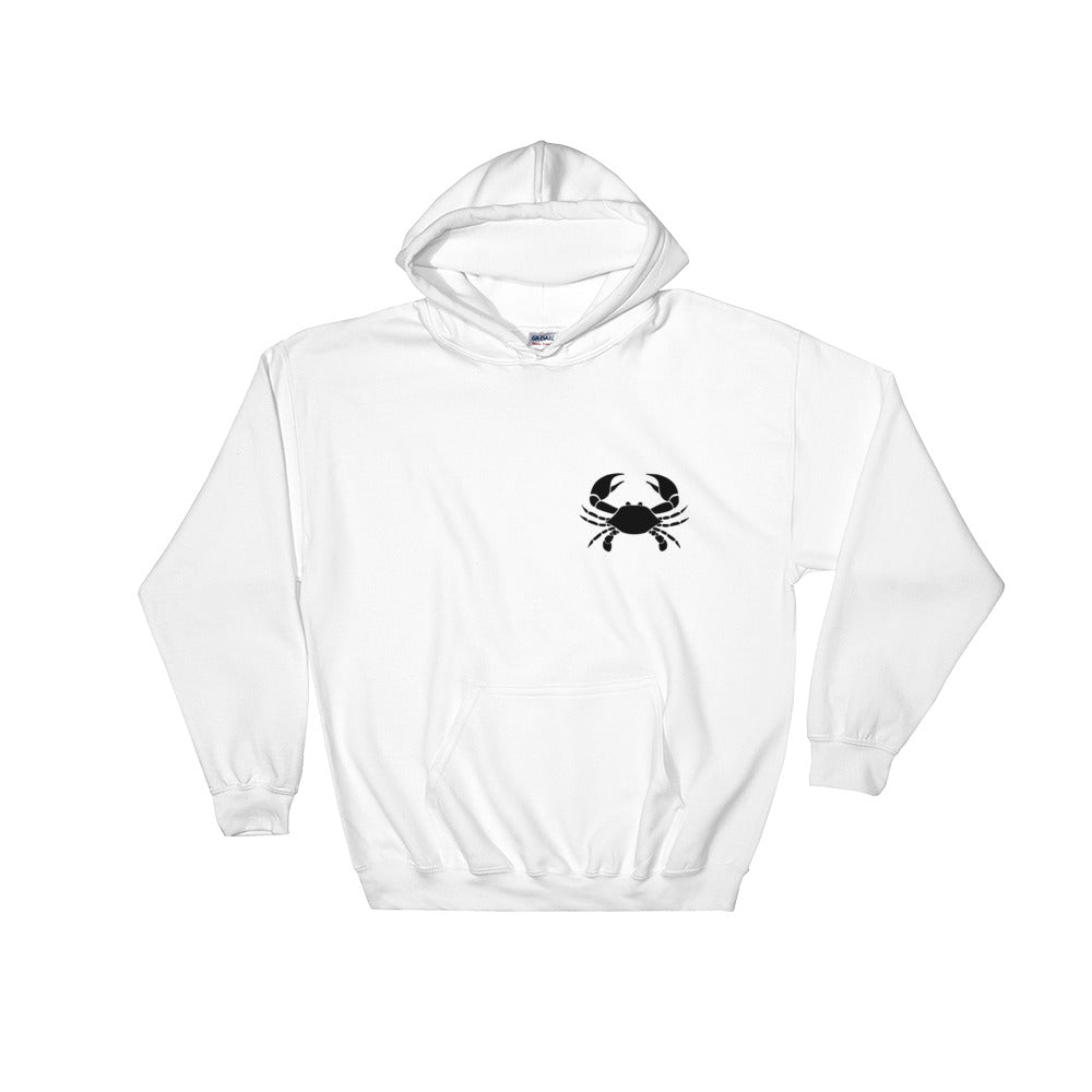 Cancer Hoodie - Zodiac Symbol Print On Front And Crab Outline On Back