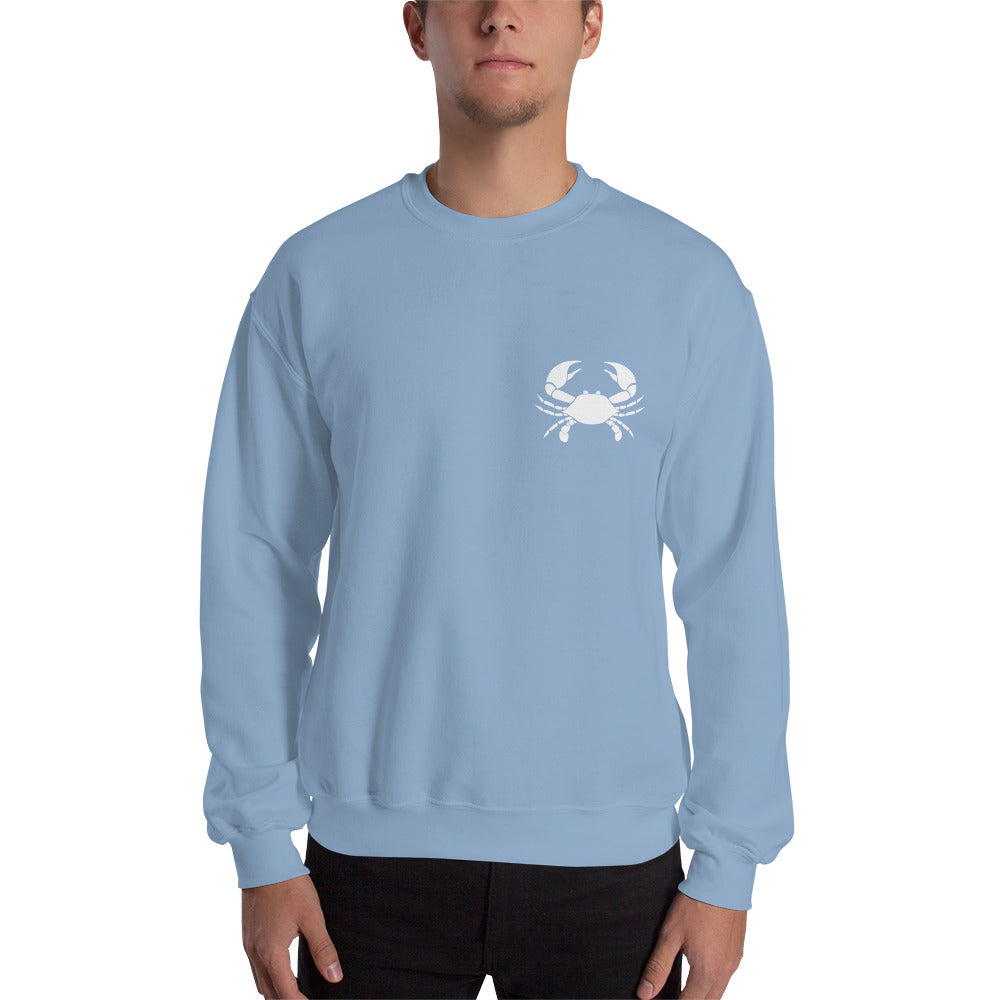 Cancer Sweatshirt For Men - Zodiac Symbol Print On Front And White Crab On Back