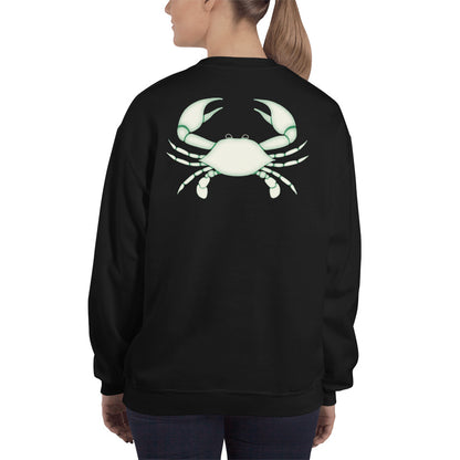 Cancer Sweatshirt For Women - Zodiac Symbol Print On Front And White Crab On Back