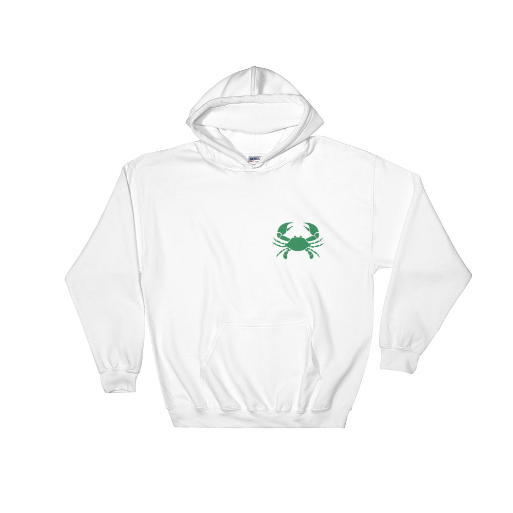 Cancer Hoodie - Zodiac Symbol Print On Front And Green Crab On Back
