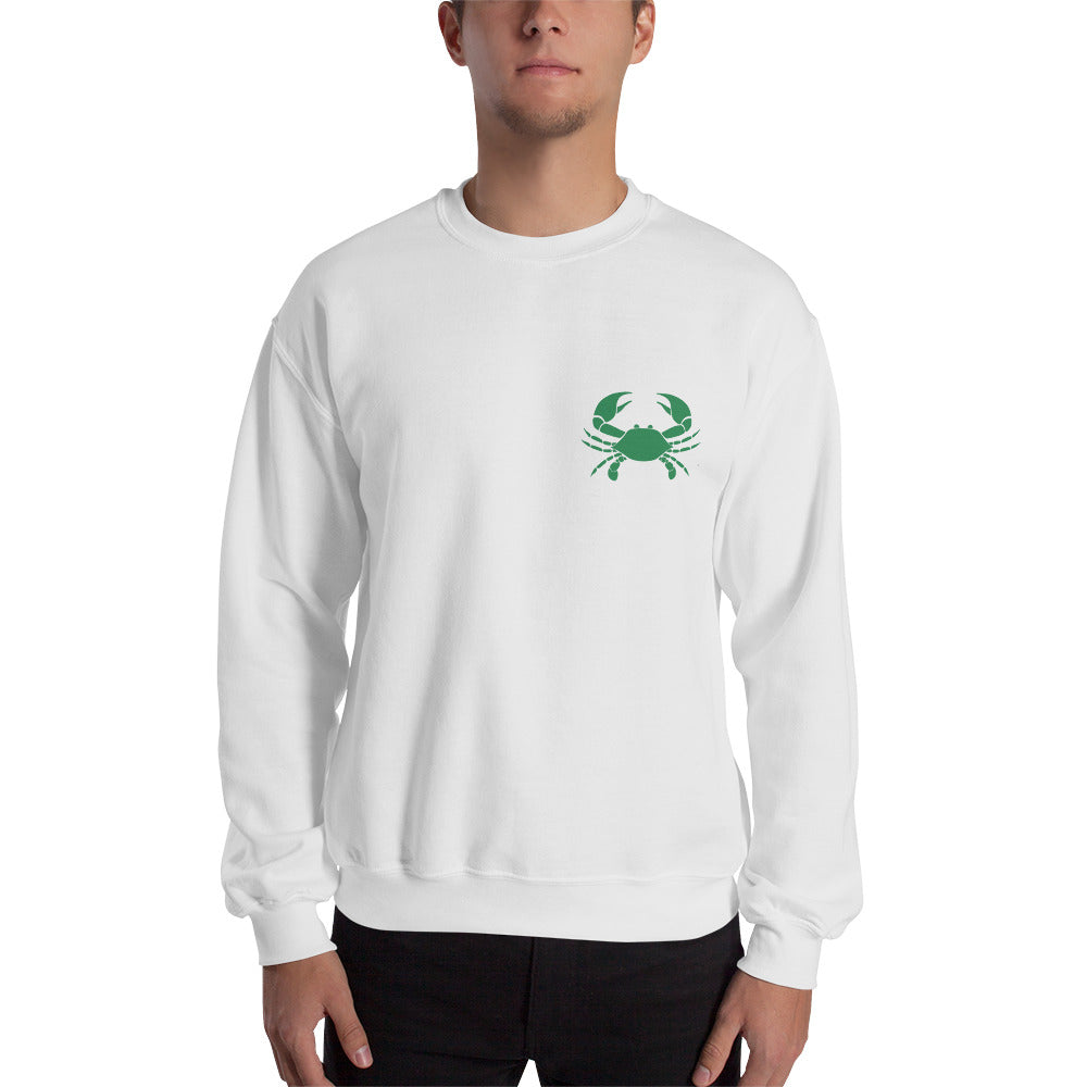 Cancer Sweatshirt For Men - Zodiac Symbol Print On Front And Green Crab On Back